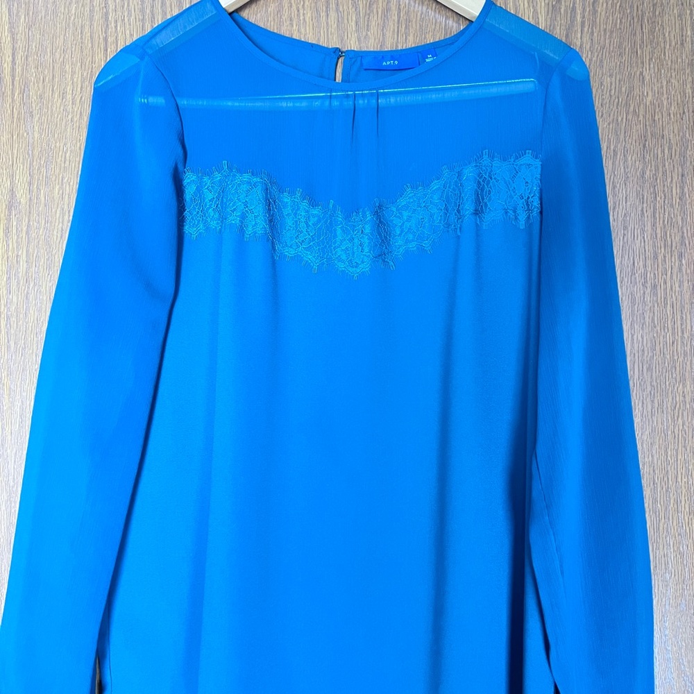 Hunter Green Long Sleeve Blouse with Lace Yoke